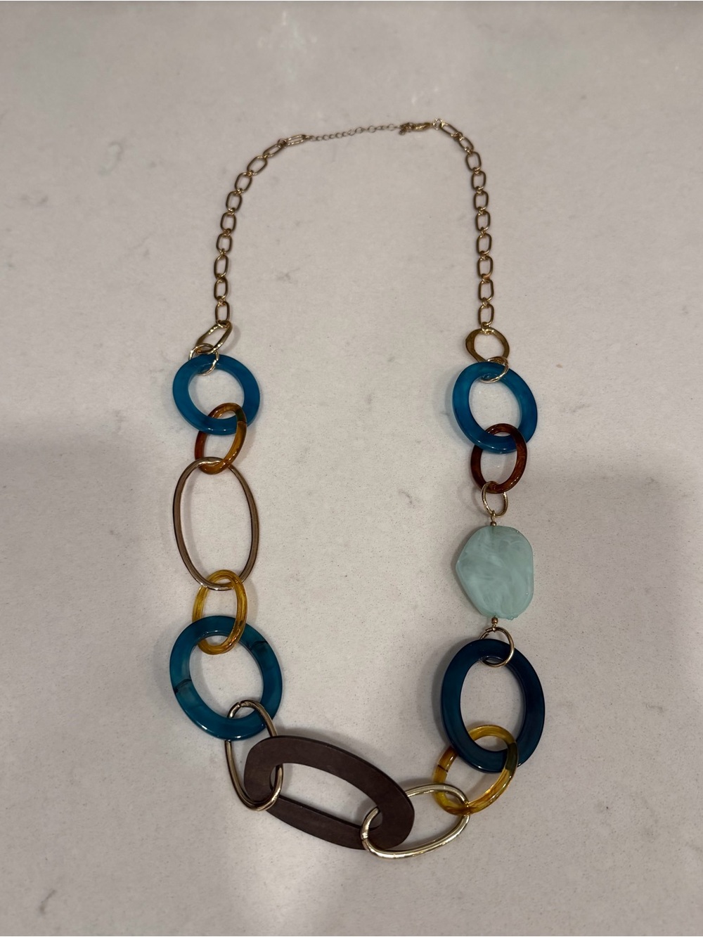 18” Teal and Gold Necklace